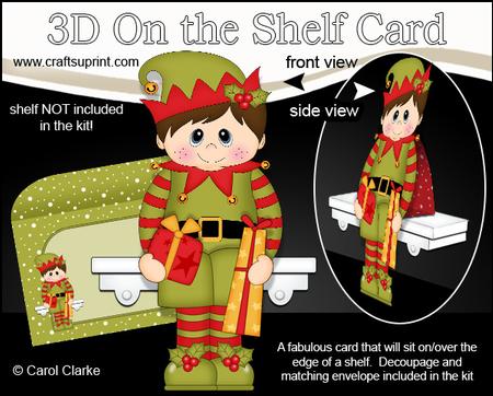 3D on the Shelf Card Kit - Little Christmas Elf Presents