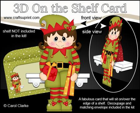 3D on the Shelf Card Kit - Little Christmas Elf Presents