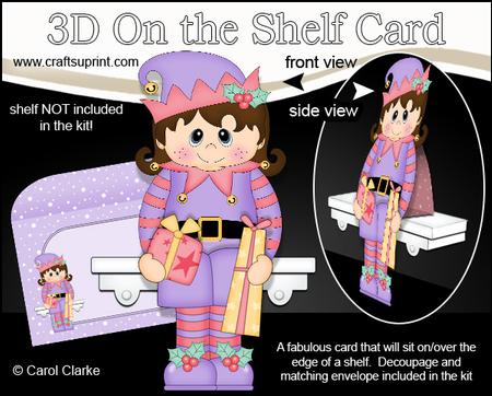 3D on the Shelf Card Kit - Little Christmas Elf Presents