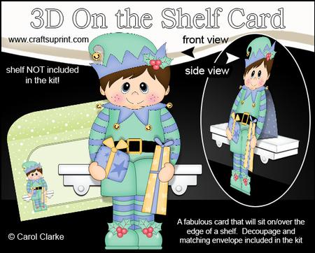 3D on the Shelf Card Kit - Little Christmas Elf Presents