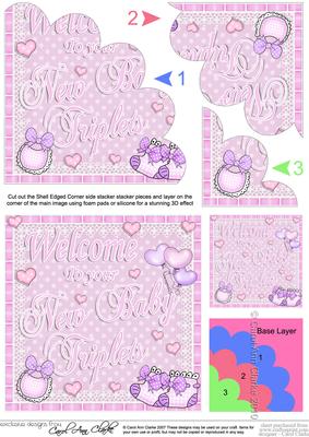 New Baby Triplets Shell Edged Corner Side Stacker