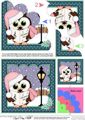 Christmas Carol Singing Little Hoot Owl Shell Edged Stacker