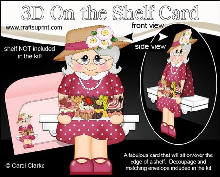 3D on the Shelf Card Kit - Gossip Galz - Cupcake Carrie