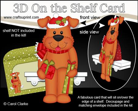 3D on the Shelf Card Kit - Little Christmas Rusty Dog