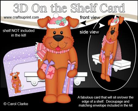 3D on the Shelf Card Kit - Little Christmas Rusty Dog