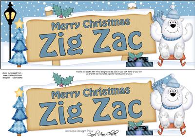 Large Dl Xmas Zig Zac Polar Bear Signpost 3D Decoupage
