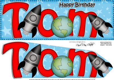 Large Dl Birthday Tom Rockets 3D Decoupage