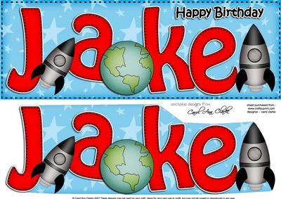 Large Dl Birthday Jake Rockets 3D Decoupage