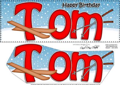 Large Dl Birthday Tom Skiing 3D Decoupage