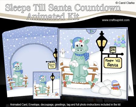 3D Xmas Denis Dinosaur Sleeps Till Santa Countdown Card