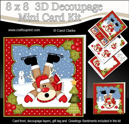 8x8 Christmas Oops Rudolph Mini Kit 3D Decoupage