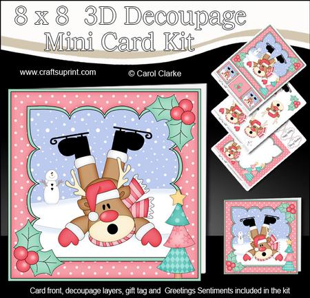 8x8 Christmas Oops Rudolph Mini Kit 3D Decoupage