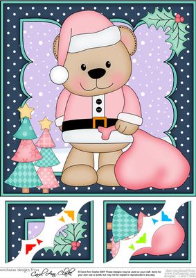 8 x 8 Christmas Livvy Bear's Sack Scalloped Corner Topper