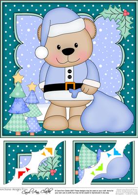 8 x 8 Christmas Livvy Bear's Sack Scalloped Corner Topper