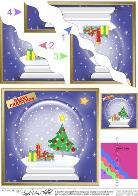 Xmas Tree Snowglobe Wavy Corner Side Stacker Topper