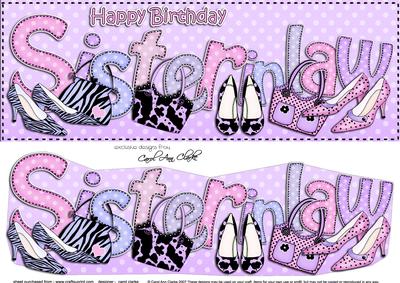 Lge Dl Birthday Sister in Law Shoes & Handbags 3D Decoupage