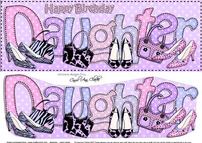 Lge Dl Birthday Daughter Shoes & Handbags 3D Decoupage