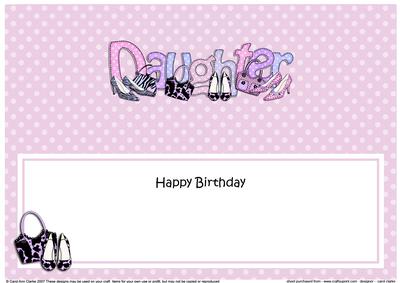 Lge Dl Birthday Daughter Shoes & Handbags Insert