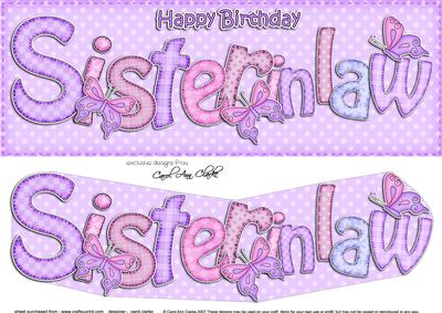 Large Dl Birthday Sister in Law Butterflies 3D Decoupage