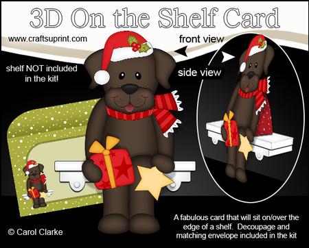 3D on the Shelf Card Kit - Christmas Little Dog Chip