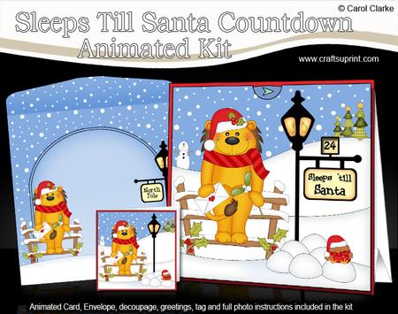 3D Xmas Lloyd Lion Sleeps Till Santa Countdown Card