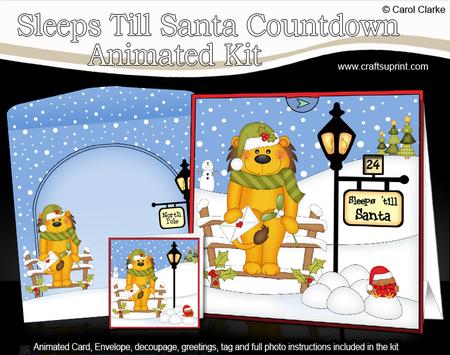3D Xmas Lloyd Lion Sleeps Till Santa Countdown Card