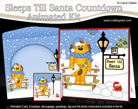 3D Xmas Lloyd Lion Sleeps Till Santa Countdown Card