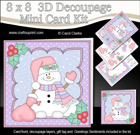 8x8 Christmas Snowman Oli's Santa Sack Mini Kit 3D Decoupage