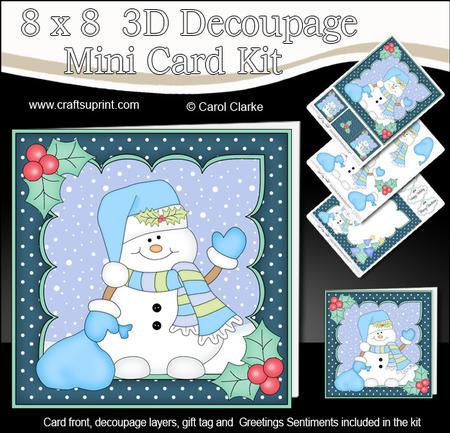 8x8 Christmas Snowman Oli's Santa Sack Mini Kit 3D Decoupage