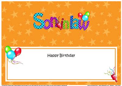 Large Dl Birthday Son in Law Celebrations Matching Insert