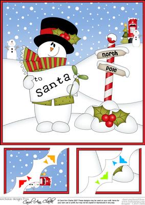 8 x 8 Christmas Snowman Rio's Letter Scalloped Corner Topper