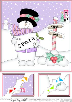 8 x 8 Christmas Snowman Rio's Letter Scalloped Corner Topper