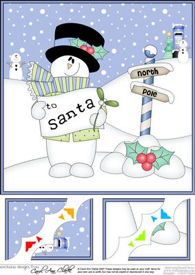 8 x 8 Christmas Snowman Rio's Letter Scalloped Corner Topper