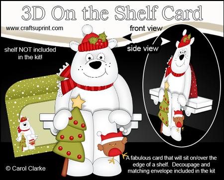 3D on the Shelf Card Kit - Little Christmas Polar Bear Ben