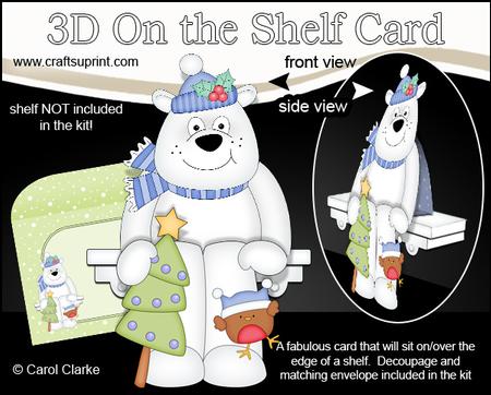 3D on the Shelf Card Kit - Little Christmas Polar Bear Ben