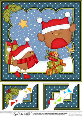 8 x 8 Christmas Bobbin Robin's Presents Scalloped Corner