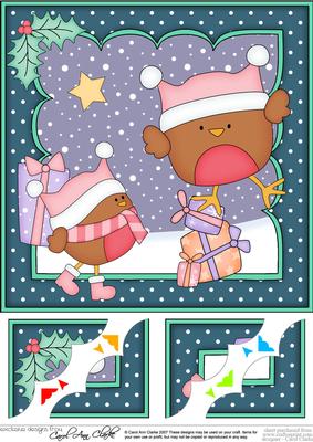 8 x 8 Christmas Bobbin Robin's Presents Scalloped Corner
