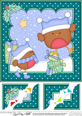 8 x 8 Christmas Bobbin Robin's Presents Scalloped Corner