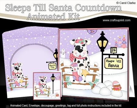 3D Xmas Spotty Dog Sleeps Till Santa Countdown Card