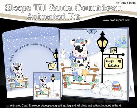 3D Xmas Spotty Dog Sleeps Till Santa Countdown Card