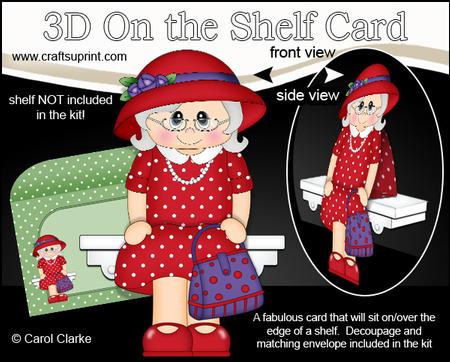 3D on the Shelf Card Kit - Gossip Galz - Red Hat Rita