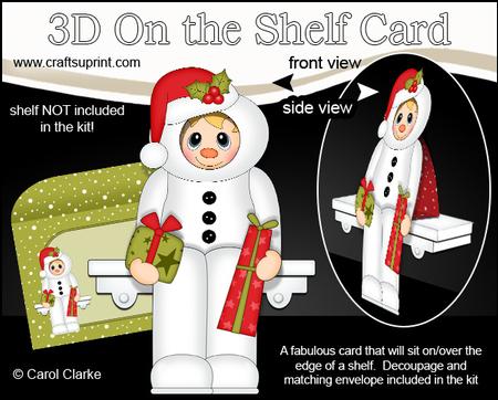 3D on the Shelf Card Kit - Christmas Snowman Fancy Dress