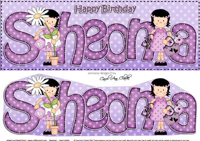 Large Dl Birthday Sheona Girlz Quick Card 3D Decoupage