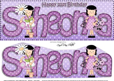Large Dl 21st Birthday Sheona Girlz Quick Card 3D Decoupage