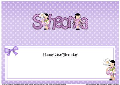 Large Dl 21st Birthday Sheona Girlz Insert