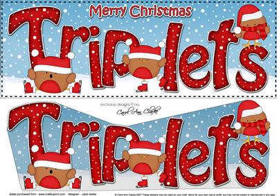 Large Dl Christmas Triplets Penguins 3D Decoupage