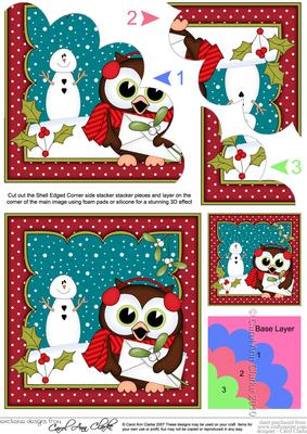 Christmas Little Hoot Owl's Letter Shell Edged Stacker