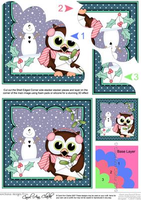 Christmas Little Hoot Owl's Letter Shell Edged Stacker