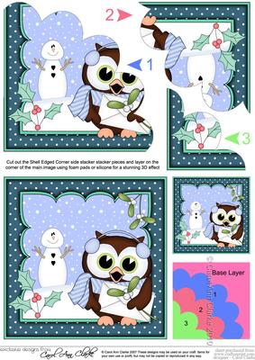 Christmas Little Hoot Owl's Letter Shell Edged Stacker