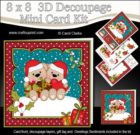 8x8 Christmas Love Livvy Bear Kit 3D Decoupage